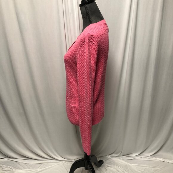 Jones New York Signature Cable Knit Cardigan Womens Size XL Pink Sweater Office - Picture 4 of 9